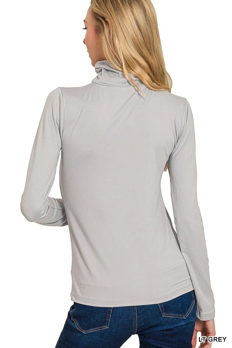 Zenana Premium Microfiber Mock Neck Top - PBNJ FASHIONS