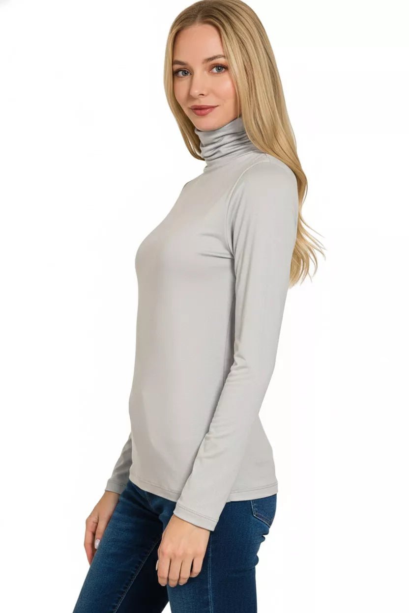 Zenana Premium Microfiber Mock Neck Top - PBNJ FASHIONS