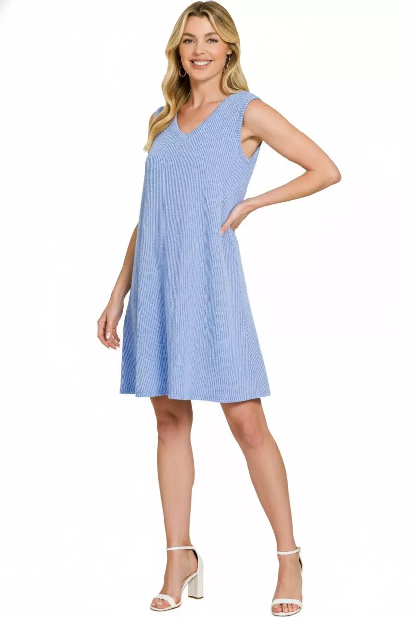 Zenana Raised Rib Sleeveless Mini Dress - PBNJ FASHIONS