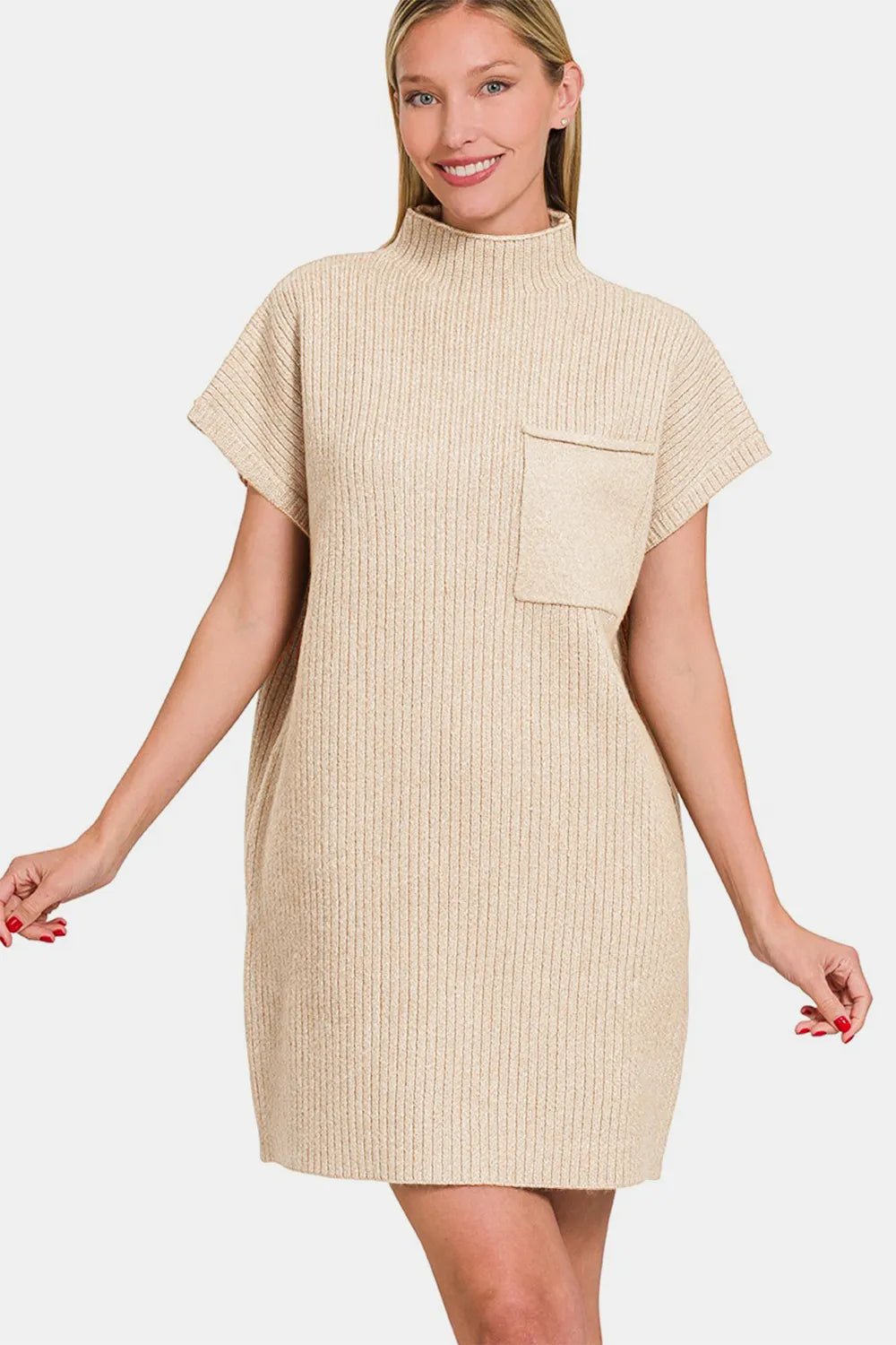 Zenana Short Sleeve Sweater Mini Dress - PBNJ FASHIONS