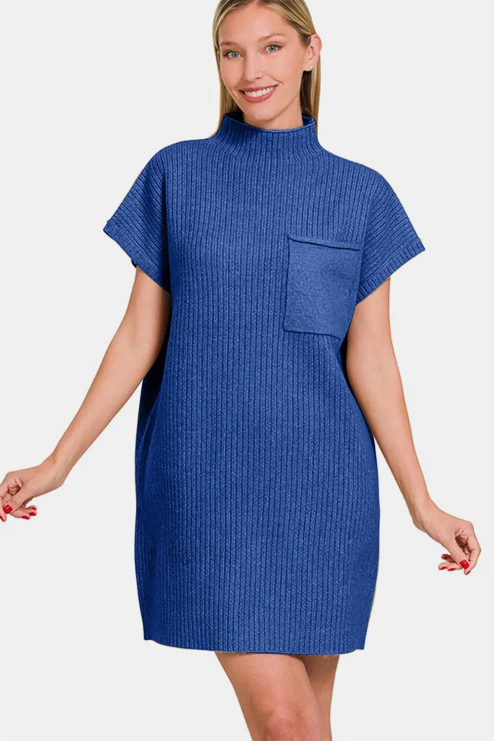 Zenana Short Sleeve Sweater Mini Dress - PBNJ FASHIONS