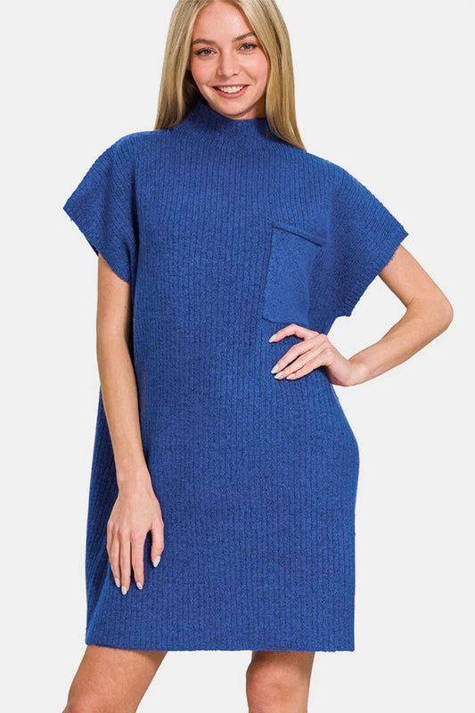 Zenana Short Sleeve Sweater Mini Dress - PBNJ FASHIONS