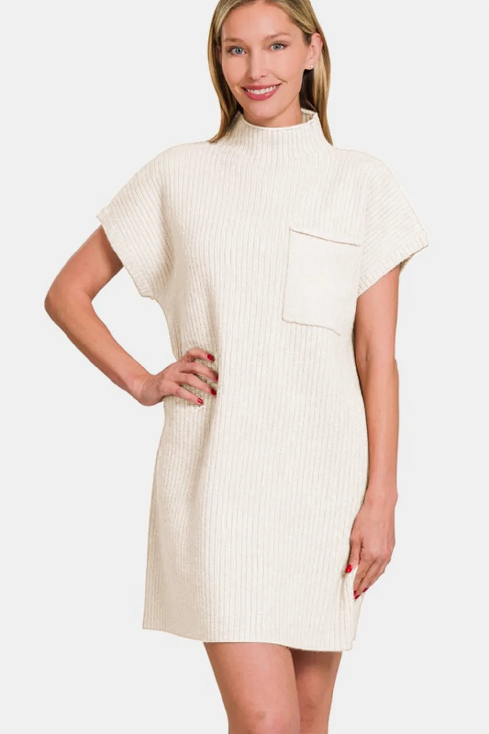 Zenana Short Sleeve Sweater Mini Dress - PBNJ FASHIONS