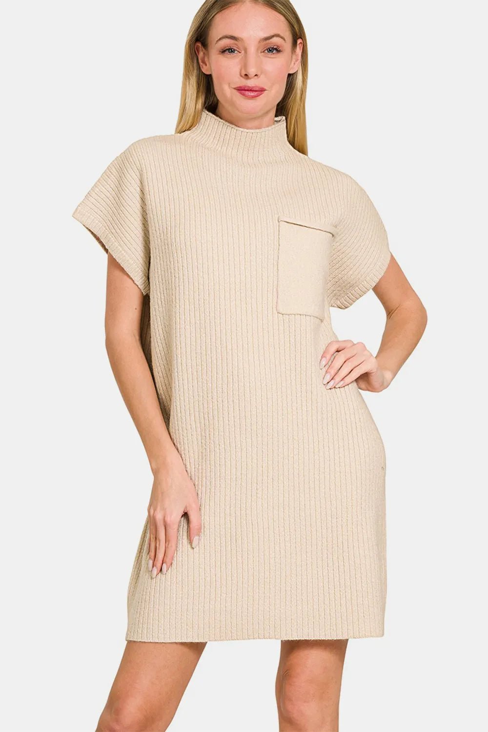 Zenana Short Sleeve Sweater Mini Dress - PBNJ FASHIONS