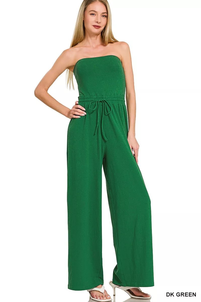 Zenana Tube Top Jumpsuit with Drawstring Waist - PBNJ FASHIONS