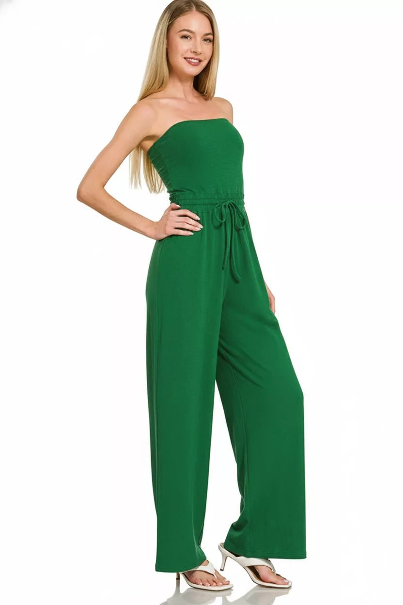 Zenana Tube Top Jumpsuit with Drawstring Waist - PBNJ FASHIONS