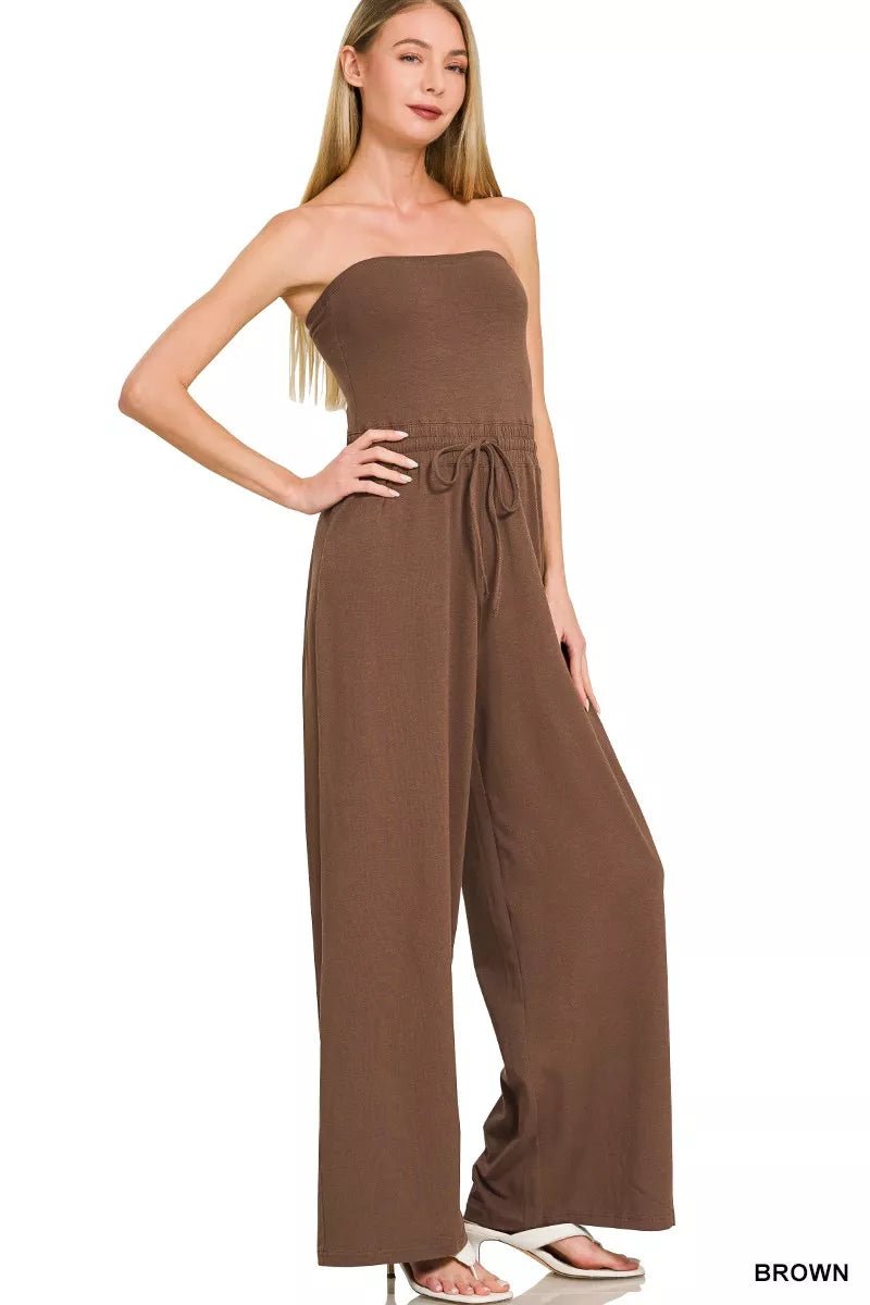 Zenana Tube Top Jumpsuit with Drawstring Waist - PBNJ FASHIONS