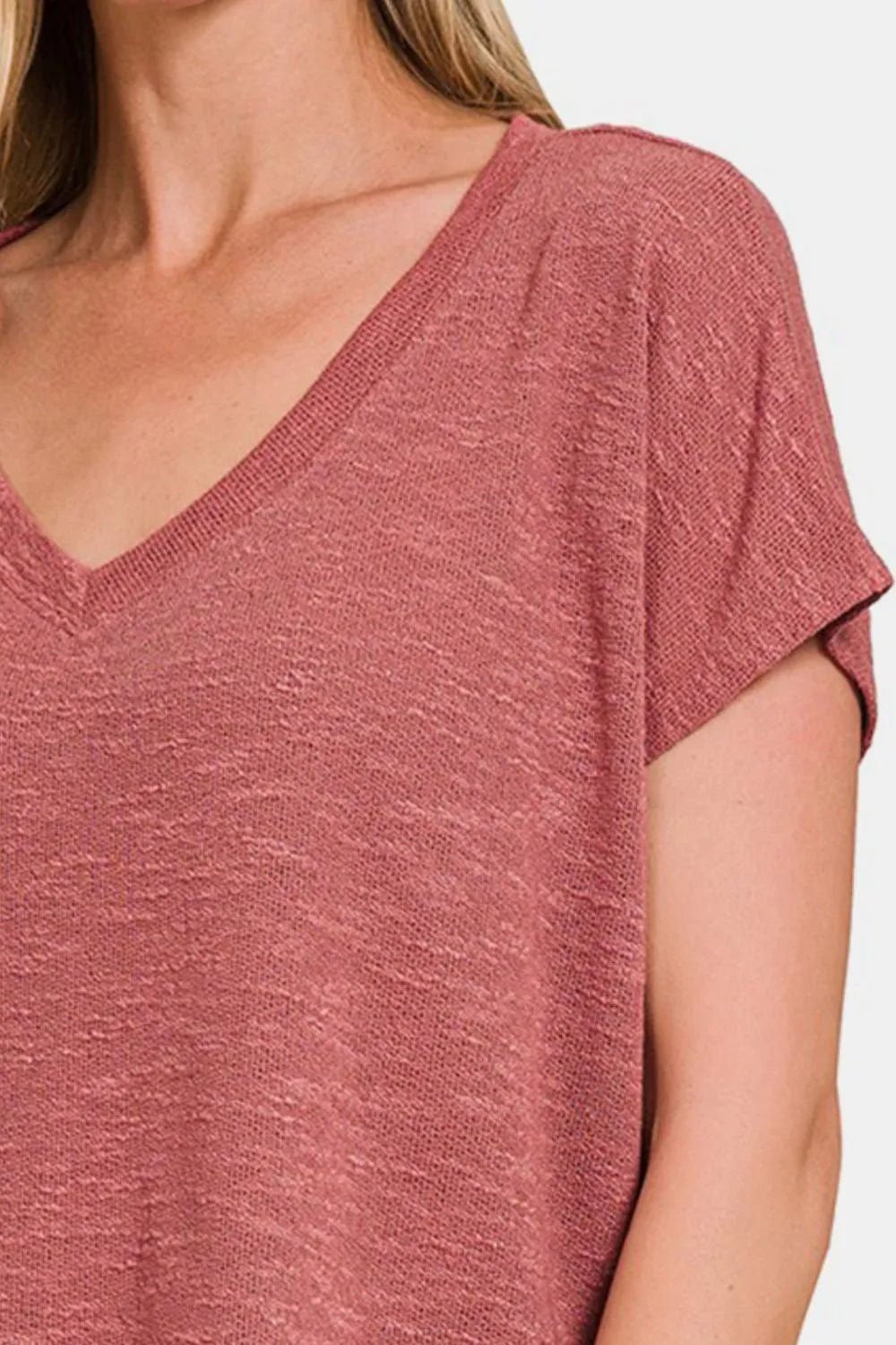 Zenana V - Neck Short Sleeve Crop T-Shirt - PBNJ FASHIONS