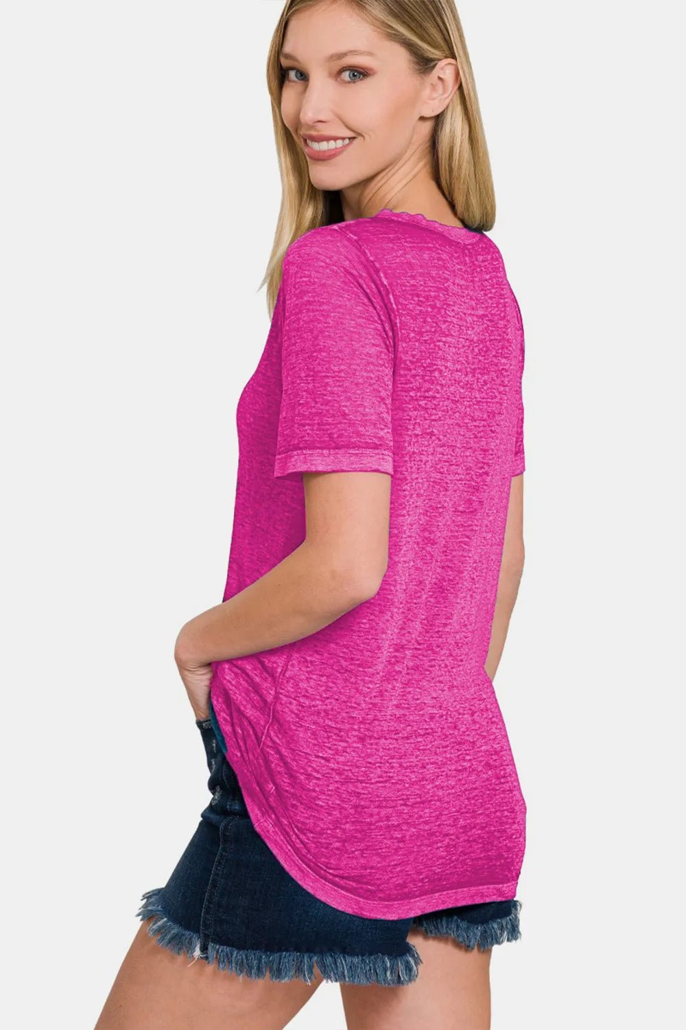 Zenana V - Neck Short Sleeve T-Shirt - PBNJ FASHIONS