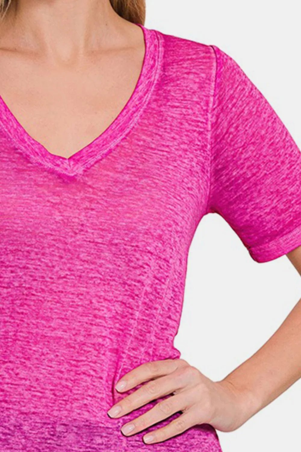 Zenana V - Neck Short Sleeve T-Shirt - PBNJ FASHIONS