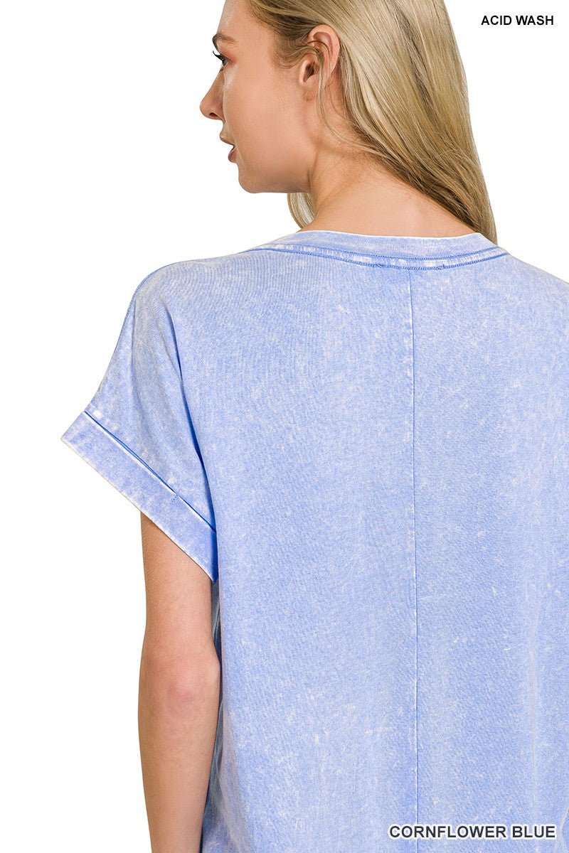 Zenana Washed Exposed Seam Short Sleeve T-Shirt Dress - PBNJ FASHIONS