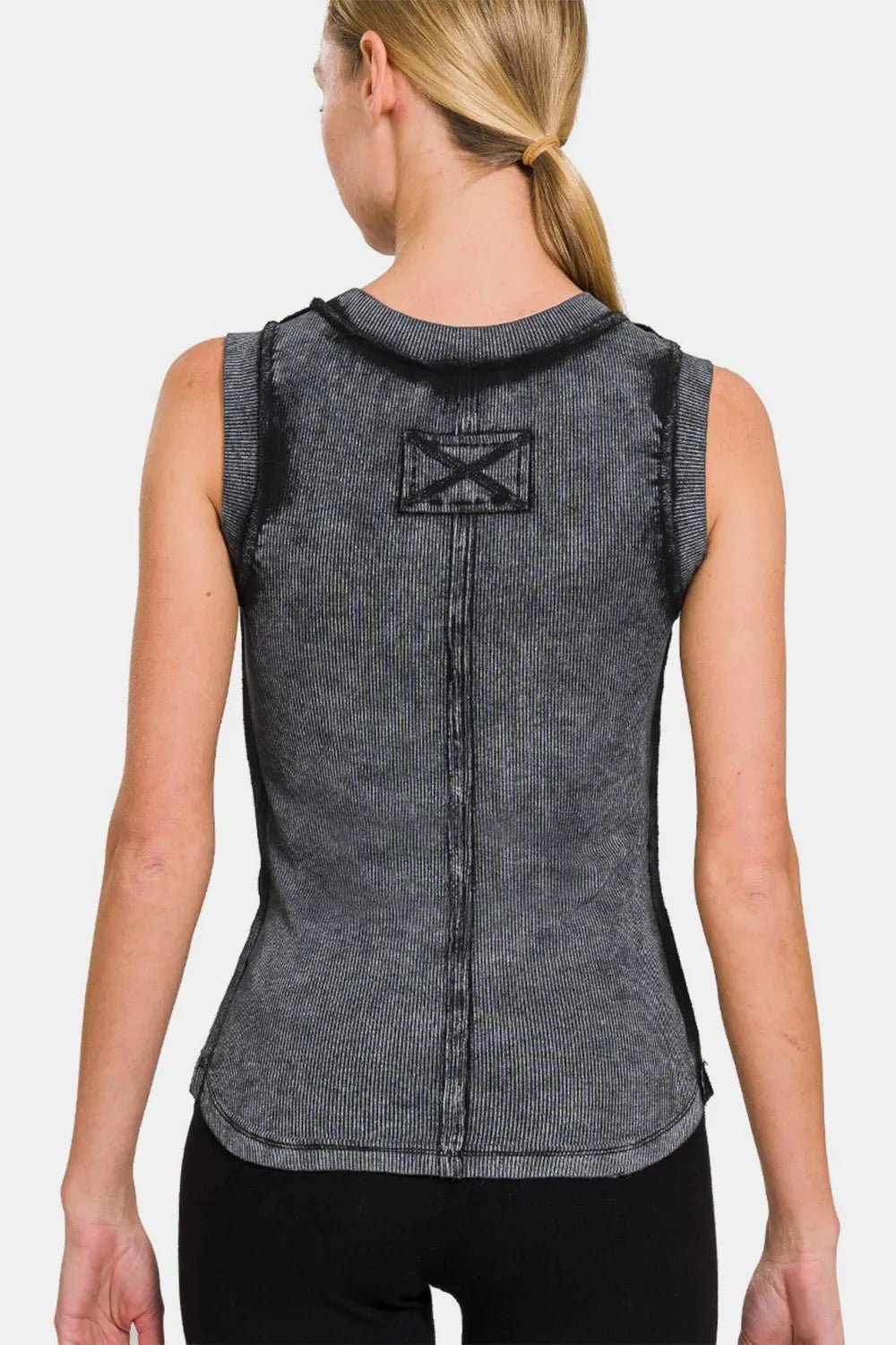 Zenana Washed Ribbed Round Neck Slim Tank - PBNJ FASHIONS