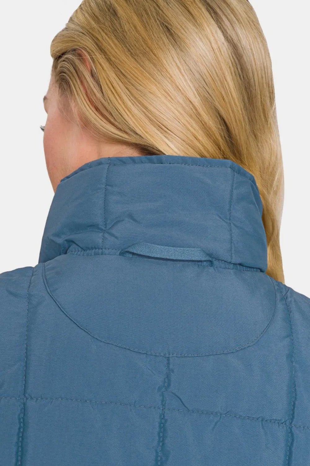 Zenana Zip Up Cropped Puffer Vest with Pockets - PBNJ FASHIONS