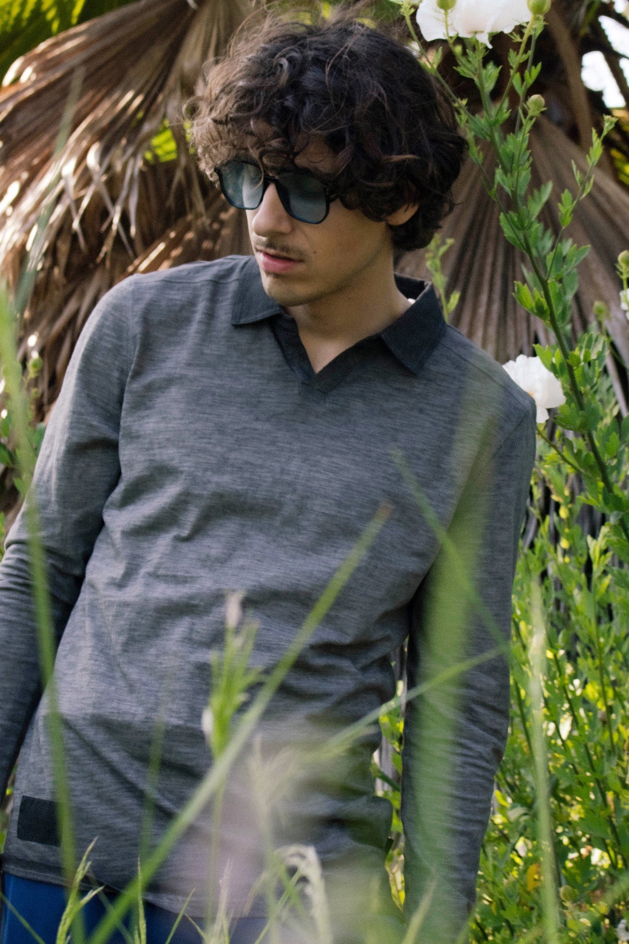 ZIMEGO Mens Long Sleeve Vintage V-Neck Henley Polo T-Shirt-3