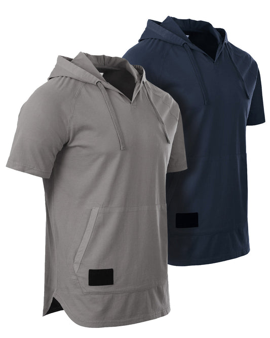 ZIMEGO Men's Pigment Dyed Short Sleeve Vintage Fashion Hoodie-0