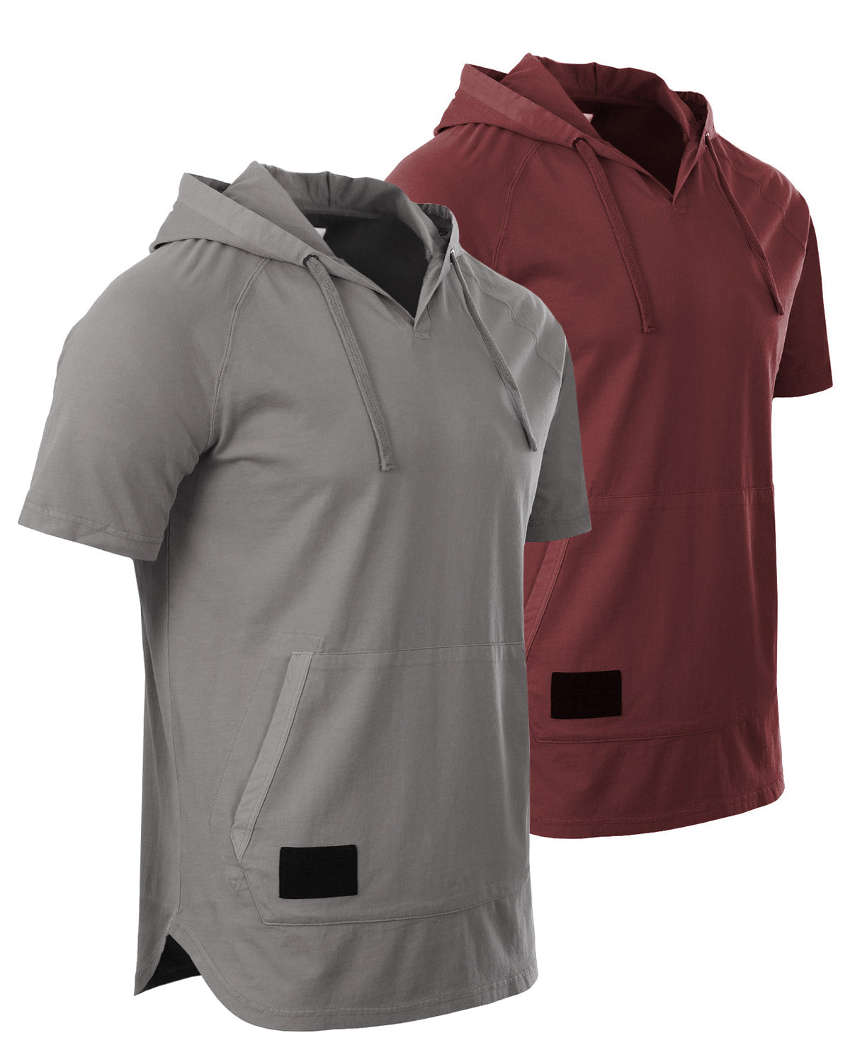 ZIMEGO Men's Pigment Dyed Short Sleeve Vintage Fashion Hoodie-2